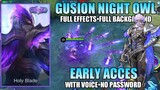 GUSION COLLECTOR SKIN SCRIPT NIGHT OWL | EARLY ACCESS - WITH SOUND + FULL EFFECTS - MLBB