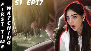 FEMALE TITAN?! // Attack on Titan Reaction S1 Ep 17