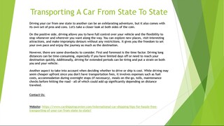 Transporting A Car From State To State