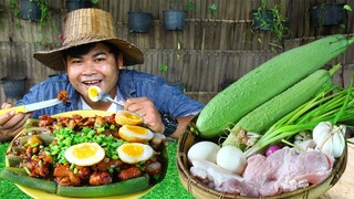 Grilled pork with luffa gourds - Boiled luffa gourds with Grilled Pork for food