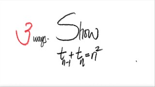 1st/2parts 3 ways: tn-1 + tn = n^2 where tn = nth triangular number
