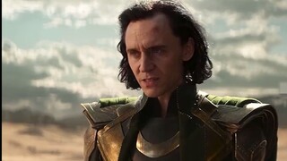 Loki, the god of comedy, is either being beaten or on his way to being beaten