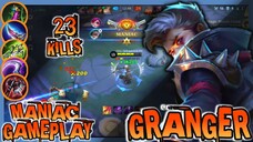 MANIAC + 23 KILLS! GRANGER AWESOME BUILD (MOBILE LEGENDS GAMEPLAY) MLBB