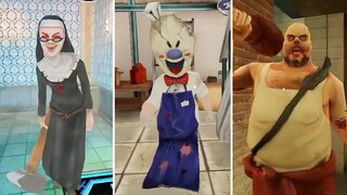 Jumpscare Battle | Evil Nun Rush 🔨 Vs Ice Scream 6 ❄ Vs Mr. Meat 2 🍖