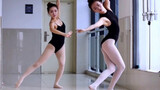 学舞蹈的妹妹周末回家，白色舞蹈丝袜脚尖都变黄了，带同学一起跳芭蕾给我看