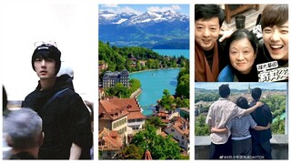 Not only going to France, XiaoZhan took his parents to Switzerland.His family is on a trip to Europe