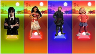 !! Wednesday Addams 🆚 Moana Princess 🆚 Kristoff Frozen 🆚 Turning Red !! Tiles Hop EDM Rush !!