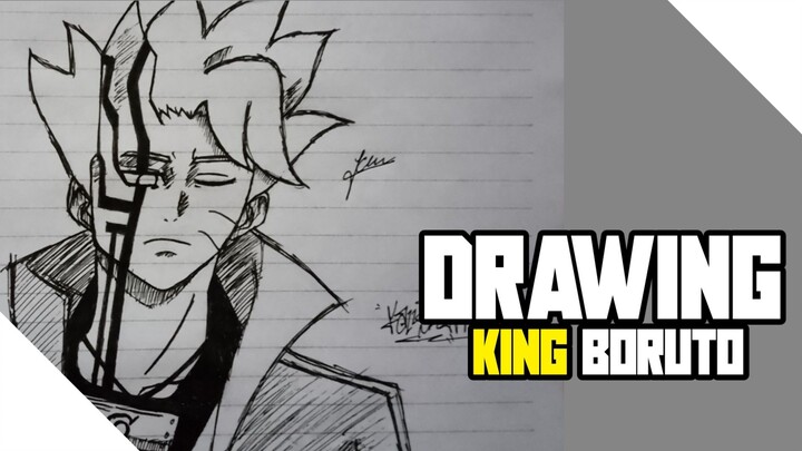 seorang pemula mencoba menggambar king boruto