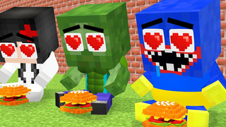 Monster School HUGGY WUGGY FAT แข็งแกร่งขึ้นเพราะ BABY ZOMBIE - Sad Story - Minecraft Animation