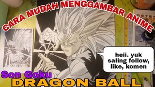 cara mudah menggambar anime DRAGON BALL son goku