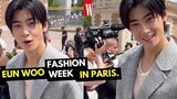 Cha Eun Woo attends Dior’s  fashion week of summer 2024 men's collection in Paris.