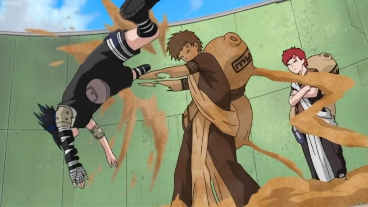 Sasuke humilha Gaara na frente de todos após copiar as técnicas do