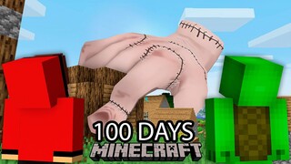 I Survived  100 Days Of Attack of Wednesday Hand Giant Titan in Minecraft (Maizen Mizen Mazien) jj