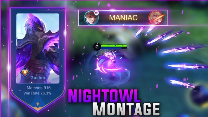 ULTIMATE GUSION NIGHT OWL MONTAGE 💜🔥 |MLBB