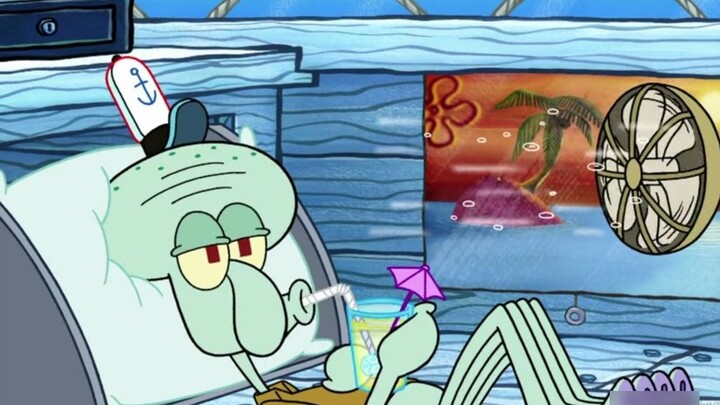 Squidward had just started his lunch break when a lot of people came to the restaurant to order food