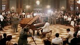 Demonstrasi karya musik piano dan demonstrasi mesin skor piano yang dimainkan oleh dua orang dalam "