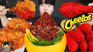 ASMR MUKBANG 직접 만든 치토스 양념 치킨먹방! 스테이크 짜파게티 레시피 FRIED CHICKEN AND BLACK BEAN NOODLES EATING SOUND!