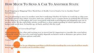 How Much To Send A Car To Another State