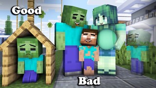 Monster school: Zombie family helped bad Beggar - Minecraft Sad animation