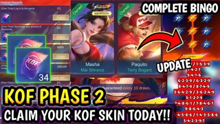 KOF PHASE 2! COMPLETE YOUR BINGO TODAY | FREE TOKENS KOF 97 - MLBB