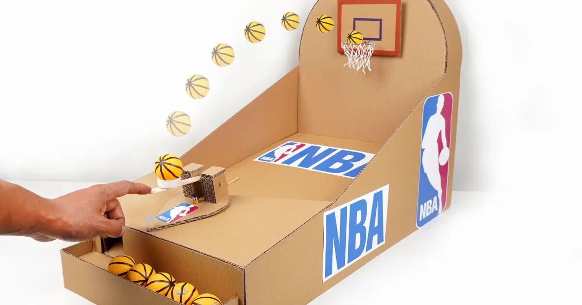 Diy Craft Self Made Basketball Arcade With Cardboard Bilibili