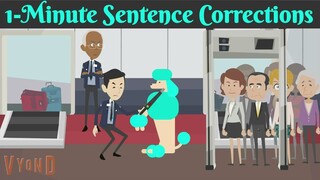 1 Minute Sentence Corrections | English Conversational Practice | Animated Video | Happy Fun English