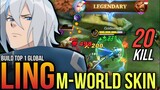 20 Kill!! Fast Critical Attacks ~ M-World Ling Skin ~ Build Top 1 Global Ling ~ MLBB