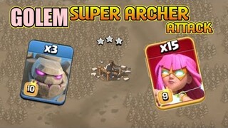 NEW TH13 STRATEGY 15 SUPER ARCHER + 3 GOLEM + 5 BATSPELL | CLASH OF CLANS