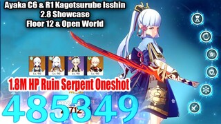 Ayaka C6 & R1 Kagotsurube Isshin 2.8 Floor 12 Showcase - 1.8M HP Ruin Serpent Oneshot