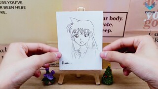 How to sketch Ran's happy moment talking with Shinichi | Sketching a portrait of Ran