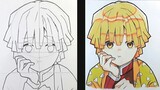 Cara menggambar anime - zenitsu step by step | kimetsu no yaiba | how to draw anime