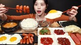 SUB)집밥 먹방! 낙지젓갈 오징어젓갈 전복장 비엔나소세지 꼬막무침 양배추쌈까지 한식 꿀조합 리얼사운드 Home-cooked Meal Mukbang Asmr