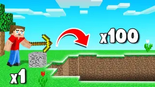 MINE 1 Block = 100 Blocks BREAK! (Minecraft)