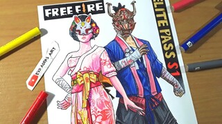 Menggambar elite pass season 1 | gambar free fire - desenhando free fire