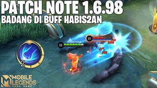 BADANG BUFF, NATALIA BUFF, JULIAN NERF, XAVIER NERF, ALUCARD BUFF - PATCH NOTE 1.6.98 MOBILE LEGENDS