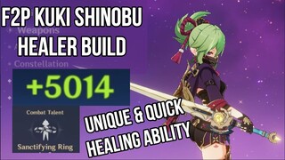 F2P Kuki Shinobu Healer Build! LIGHTNING QUICK & UNIQUE Healing Ability! | Genshin Impact