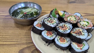 韩国美食店老板教你做泡菜紫菜包饭