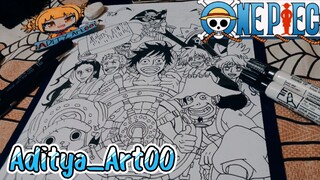 speed drawing menggambar kru topi jerami dari anime ( one piece ) #1