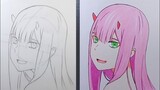 How to Draw ZERO TWO [ Darling in the Franxx ] - cara gambar anime