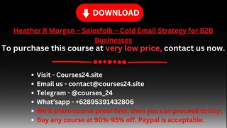 Heather R Morgan – Salesfolk – Cold Email Strategy for B2B Businesses