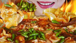 PANGSIT REBUS KUAH PEDAS JONTOR EXTRA CABE RAWIT IJO UTUH | EATING SOUNDS