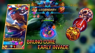 BRUNO EARLY INVADE ROTATION , BRUNO BUFF BEST BUILD AND EMBLEM - MASTER BODAK MLBB