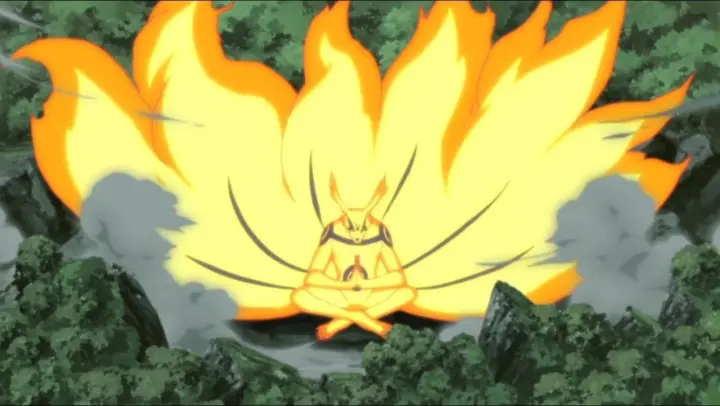 Kurama Uses Sage Mode and absorbs natural chakra, Naruto Vs Sasuke