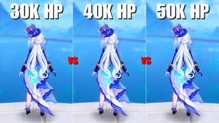 How Much Hp Furina Needs?? || 30K vs 40K vs 50k HP Comparison || [Genshin Impact]