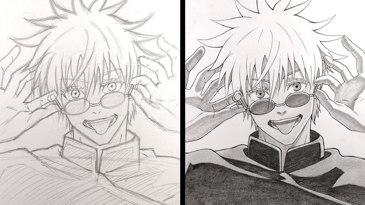 Anime Drawing-How to Draw Gojo vs Geto - Anime Drawing - Medium