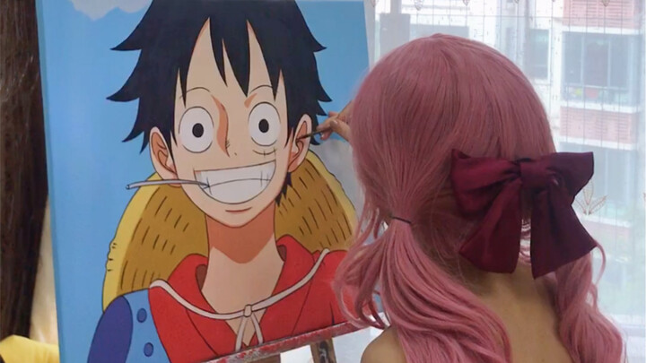 Lukisan akrilik | One Piece Luffy | Proses pengecatan