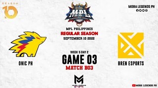 ONIC PH vs BREN GAME 03 | MPLPH S10 W5D2 | Onic Philippines vs Bren Esports