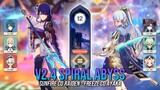 v2.4 Spiral Abyss Floor 12 - Sunfire C0 Raiden Shogun & Freeze C0 Ayaka | Genshin Impact [AR58]