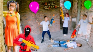 Nerf War Squid Game Green Light Red Light | Tracing Lucky Rewards $456 Million Reward