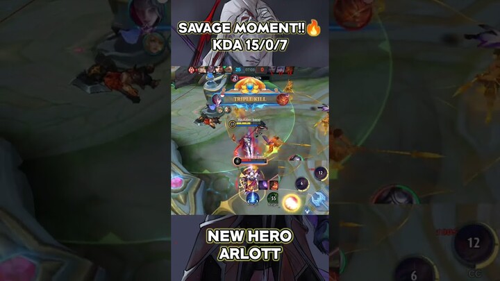 SAVAGE!!🔥 New Hero Arlott Mobile Legends Gameplay